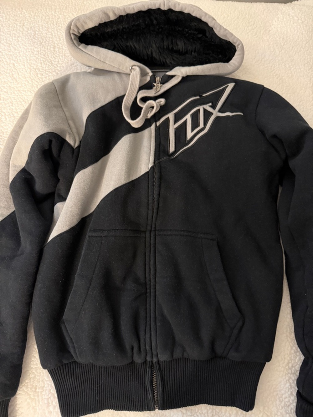 Fox Racing Black & Light Gray Diagonal Zip Hoodie